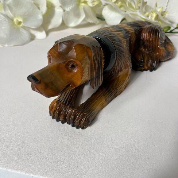 Hand carved wooden Dog bobble head - Picture 6 of 12